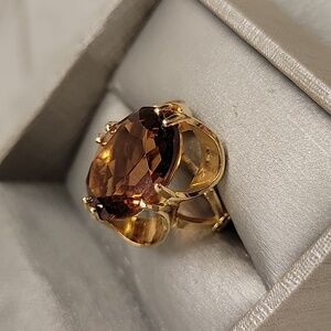 10k Gold Filled Shank Synthetic Topaz Cocktail Ring Size 5.25